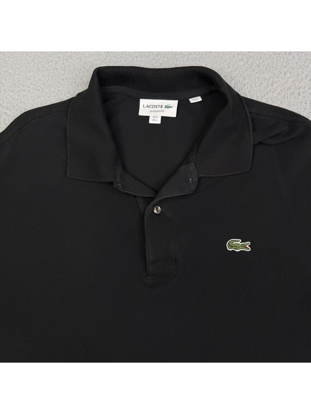 Lacoste Men's Black Pique Polo Regular Fit Shirt Size US L FR 5